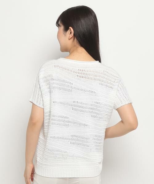 Leilian / レリアン ニット・セーター | 透かし編み柄半袖ニットプルオーバー | 詳細3
