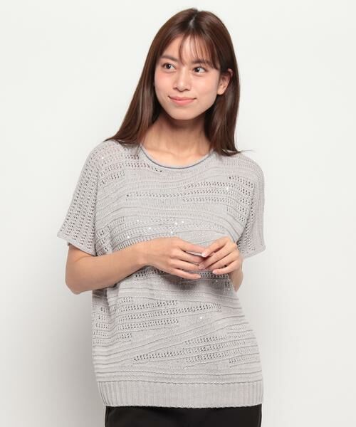 Leilian / レリアン ニット・セーター | 透かし編み柄半袖ニットプルオーバー | 詳細25