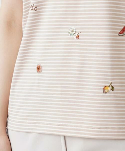 Leilian / レリアン カットソー | フルーツ刺繍ボーダーTシャツ | 詳細15