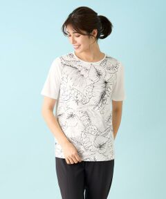 リーフ柄Tシャツ