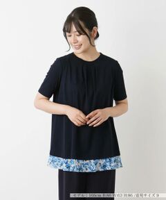 シフォン切替え半袖カットソー