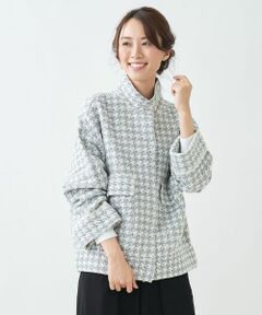 Leilian / レリアン テーラードジャケット | 千鳥格子柄スタンドカラージャケット