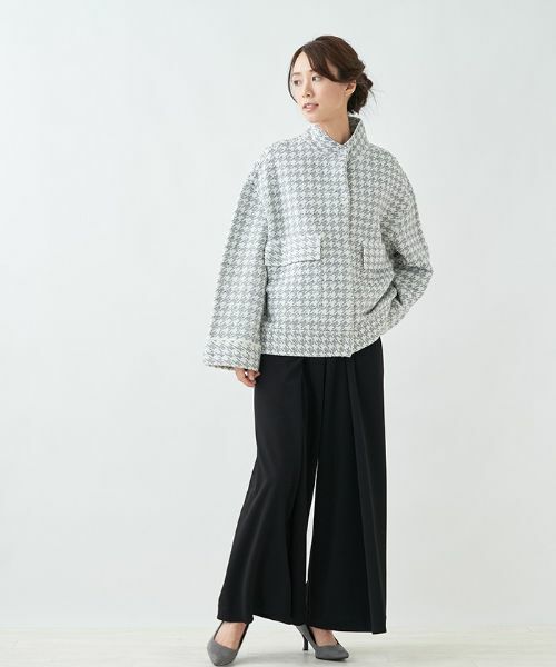 Leilian / レリアン テーラードジャケット | 千鳥格子柄スタンドカラージャケット | 詳細4