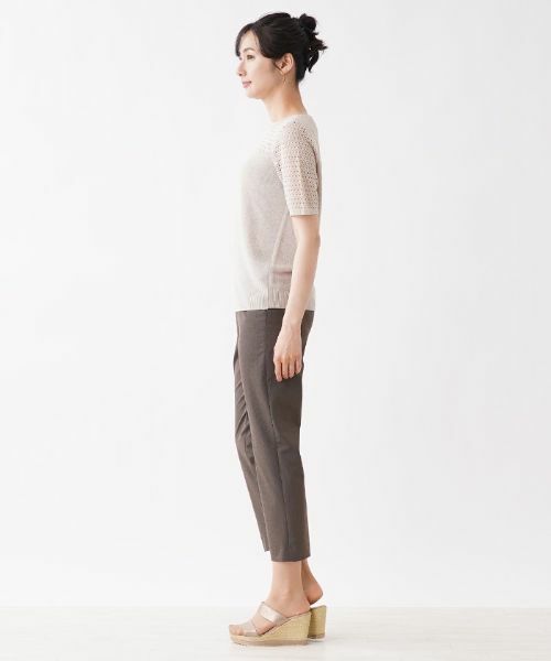 Leilian / レリアン ニット・セーター | 透かし編み切り替えクルーネックニット | 詳細2