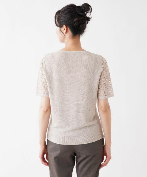 Leilian / レリアン ニット・セーター | 透かし編み切り替えクルーネックニット | 詳細6