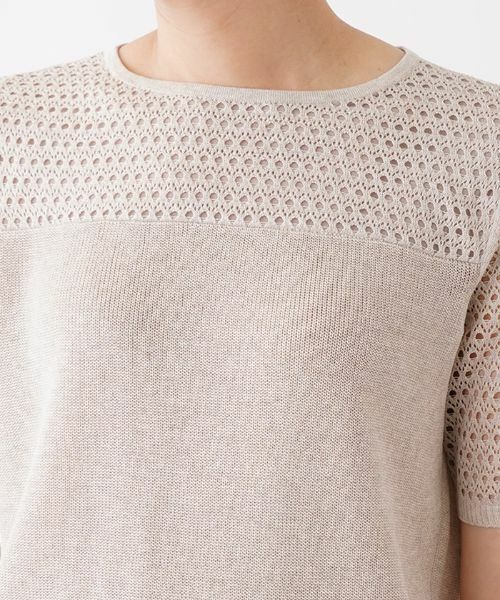 Leilian / レリアン ニット・セーター | 透かし編み切り替えクルーネックニット | 詳細7