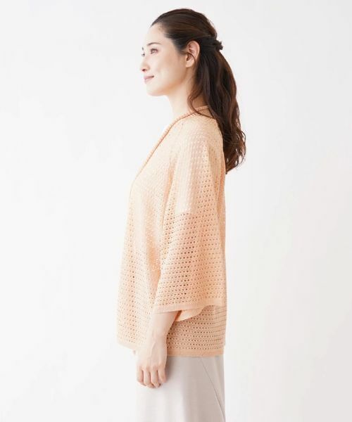 Leilian / レリアン カーディガン・ボレロ | 透かし編み7分袖トッパーカーディガン | 詳細10