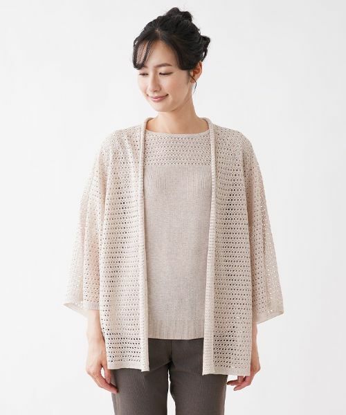 Leilian / レリアン カーディガン・ボレロ | 透かし編み7分袖トッパーカーディガン | 詳細7