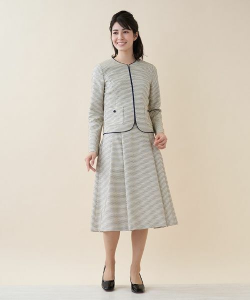 Leilian / レリアン テーラードジャケット | 【セットアップ対応商品】パイピング総柄ジャケット | 詳細1