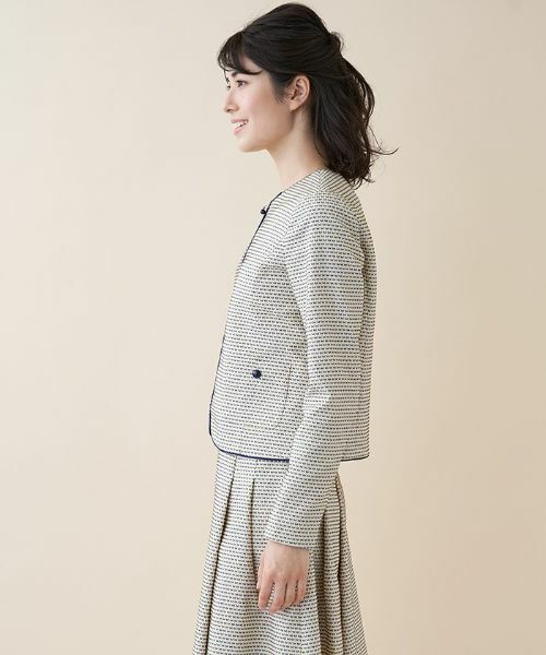 Leilian / レリアン テーラードジャケット | 【セットアップ対応商品】パイピング総柄ジャケット | 詳細5