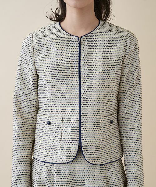 Leilian / レリアン テーラードジャケット | 【セットアップ対応商品】パイピング総柄ジャケット | 詳細7