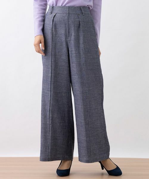 Leilian / レリアン その他パンツ | タックワイドパンツ(ブルー系)