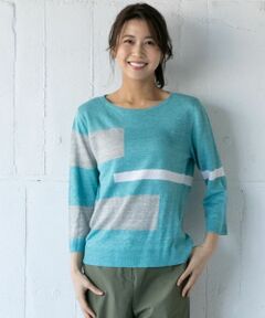 Leilian / レリアン ニット・セーター | 配色デザインニット【HAND】