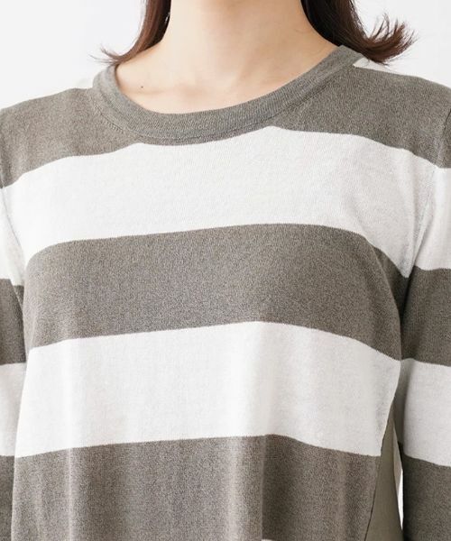 Leilian / レリアン ニット・セーター | 5分袖ボーダー切り替えニットチュニック【LE TRICOT PERUGIA】 | 詳細7