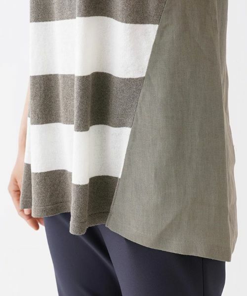 Leilian / レリアン ニット・セーター | 5分袖ボーダー切り替えニットチュニック【LE TRICOT PERUGIA】 | 詳細9