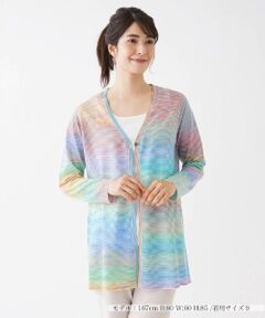 Leilian / レリアン カーディガン・ボレロ | レインボーマルチストライプ柄カーディガン【FASHION SUITE】