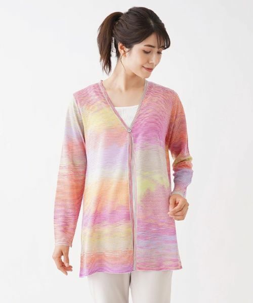 Leilian / レリアン カーディガン・ボレロ | レインボーマルチストライプ柄カーディガン【FASHION SUITE】 | 詳細4
