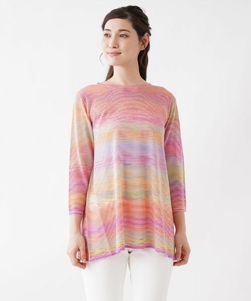 Leilian / レリアン ニット・セーター | マルチボーダーニットチュニック【FASHION SUITE】 | 詳細4