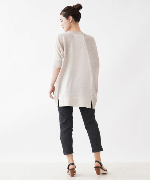 Leilian / レリアン ニット・セーター | 異素材使いドルマンスリーブプルオーバー | 詳細2