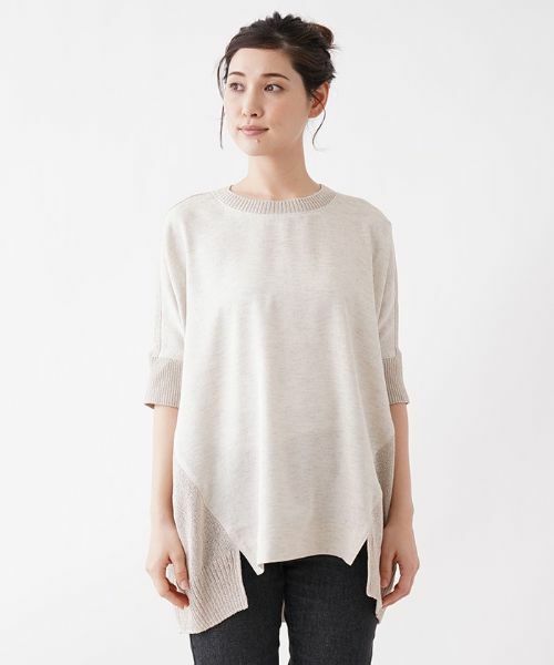 Leilian / レリアン ニット・セーター | 異素材使いドルマンスリーブプルオーバー | 詳細4