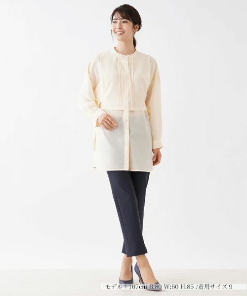 Leilian / レリアン シャツ・ブラウス | ピンタックバンドカラーブラウス | 詳細1