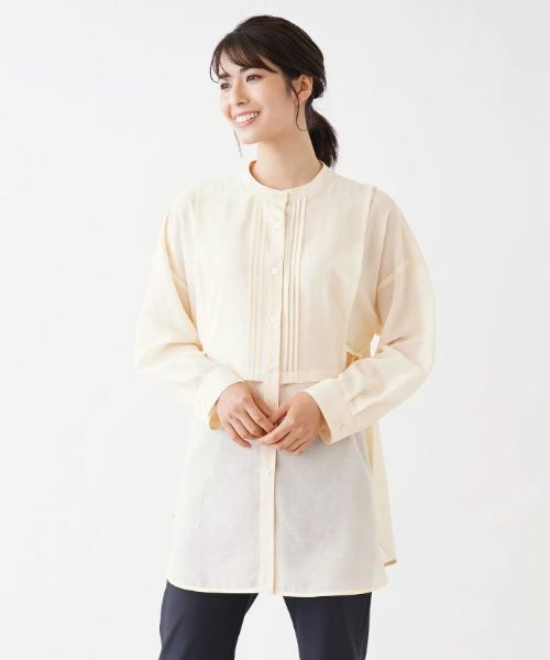 Leilian / レリアン シャツ・ブラウス | ピンタックバンドカラーブラウス | 詳細4