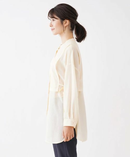 Leilian / レリアン シャツ・ブラウス | ピンタックバンドカラーブラウス | 詳細5