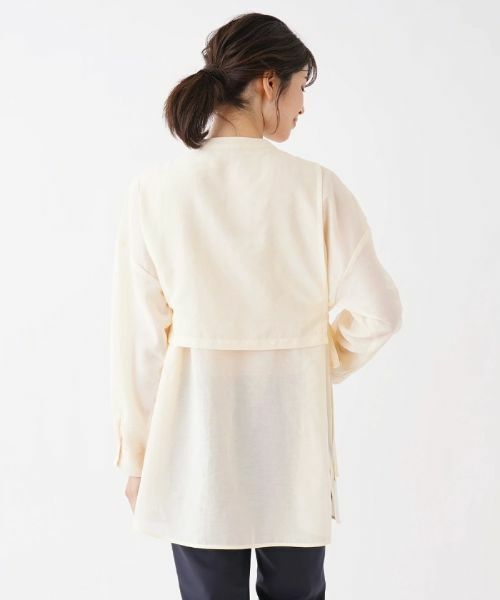 Leilian / レリアン シャツ・ブラウス | ピンタックバンドカラーブラウス | 詳細6