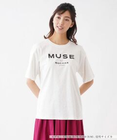 Leilian / レリアン Tシャツ | ボタニカル柄ロゴプリントTシャツ【MUSE BY ROCHAS Premiere】