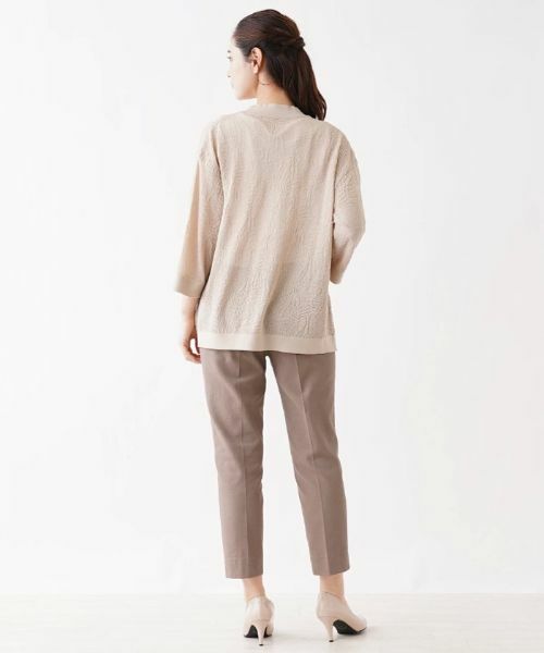 Leilian / レリアン カーディガン・ボレロ | レリーフ柄Vネック7分袖カーディガン | 詳細3