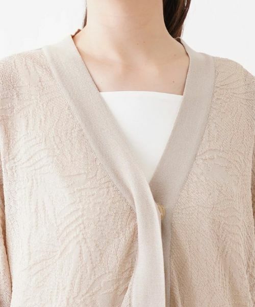 Leilian / レリアン カーディガン・ボレロ | レリーフ柄Vネック7分袖カーディガン | 詳細7