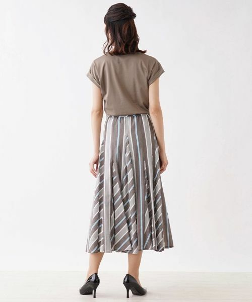 Leilian / レリアン ミニ・ひざ丈スカート | 切り替えストライプスカート | 詳細3