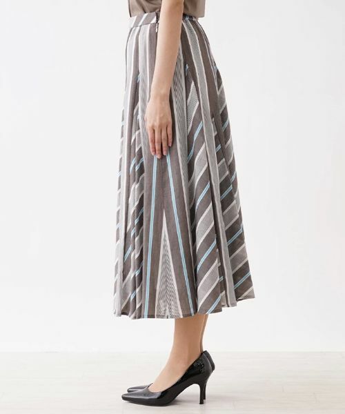 Leilian / レリアン ミニ・ひざ丈スカート | 切り替えストライプスカート | 詳細5