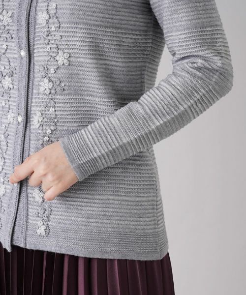 Leilian / レリアン カーディガン・ボレロ | フラワー刺繍クルーネックカーディガン【CORSINI & PROTI】 | 詳細11