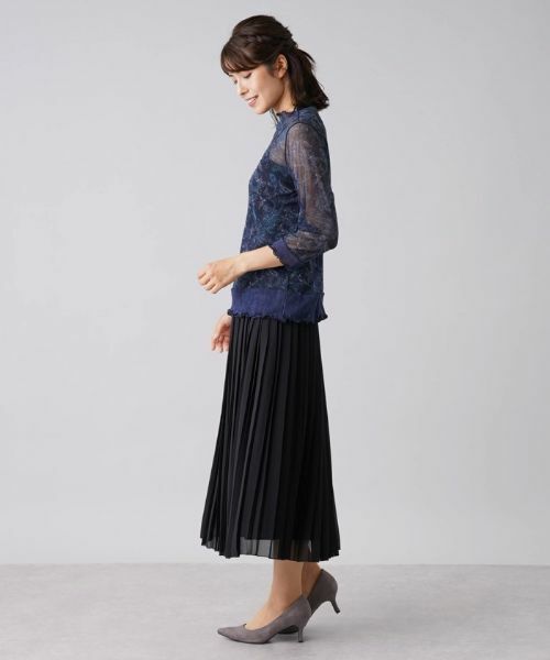 Leilian / レリアン カットソー | 【パワーネット】シアーペイズリープリントハイネックカットソー | 詳細2