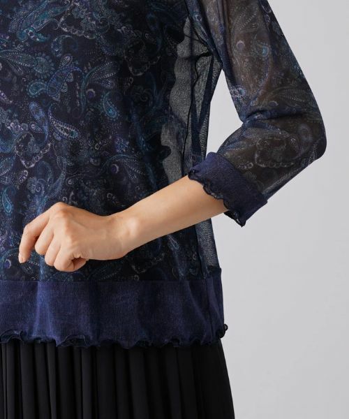 Leilian / レリアン カットソー | 【パワーネット】シアーペイズリープリントハイネックカットソー | 詳細8