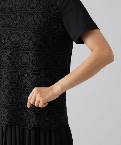 Leilian / レリアン カットソー | 幾何学調レース切替クルーネックカットソー【ROCHAS Premiere】 | 詳細9