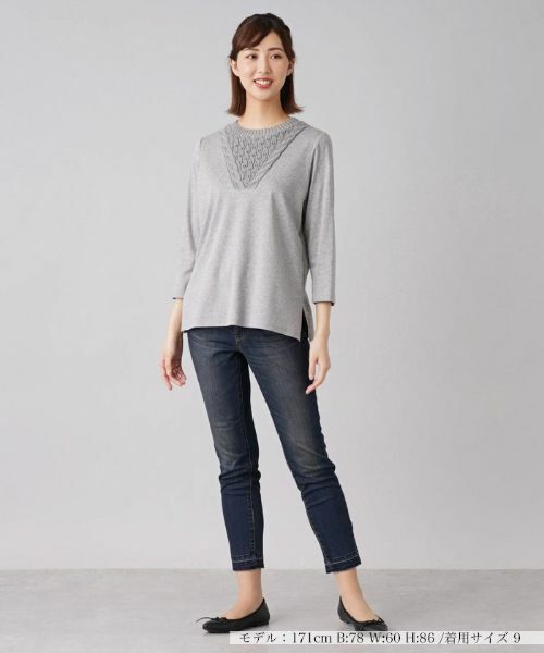 Leilian / レリアン ニット・セーター | 柄編みニット切替プルオーバー | 詳細1