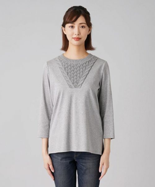 Leilian / レリアン ニット・セーター | 柄編みニット切替プルオーバー | 詳細4