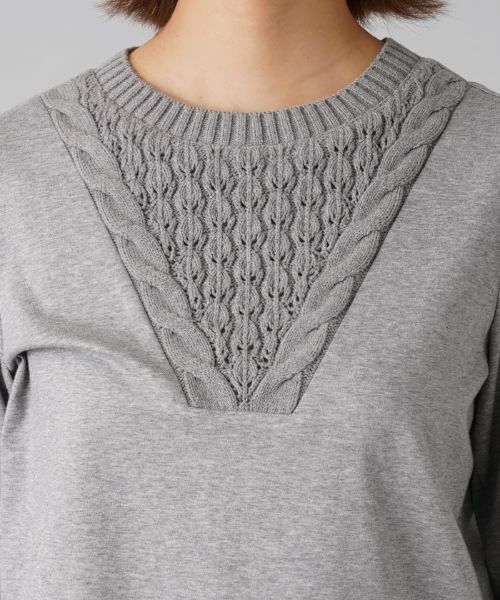 Leilian / レリアン ニット・セーター | 柄編みニット切替プルオーバー | 詳細7