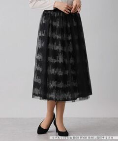 Leilian / レリアン ミニ・ひざ丈スカート | 総柄プリントフレアスカート