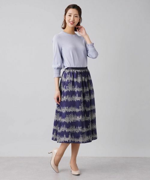 Leilian / レリアン ミニ・ひざ丈スカート | 総柄プリントフレアスカート | 詳細4