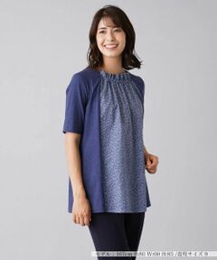 レリアン ライトブルー総ボタニカル レース 半袖シャツ9M セール品】 Leilian (Women)のシャツ・ブラウス | レディース