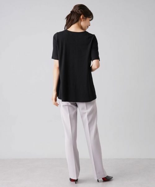 Leilian / レリアン シャツ・ブラウス | フリルネックロゴ切替半袖プルオーバー | 詳細3