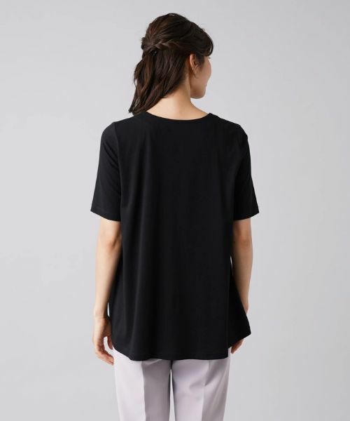 Leilian / レリアン シャツ・ブラウス | フリルネックロゴ切替半袖プルオーバー | 詳細6