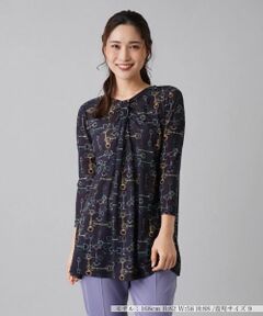 Leilian / レリアン カットソー | ビットプリント8分袖プルオーバー