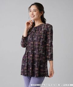 Leilian / レリアン カットソー | ビットプリント8分袖プルオーバー