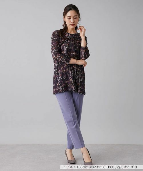 Leilian / レリアン カットソー | ビットプリント8分袖プルオーバー | 詳細1