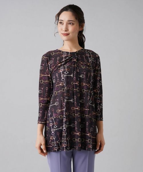 Leilian / レリアン カットソー | ビットプリント8分袖プルオーバー | 詳細4