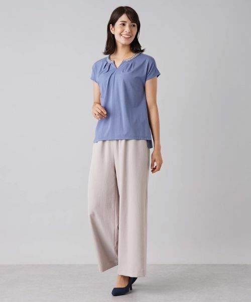 Leilian / レリアン カットソー | ビジューキーネックカットソー | 詳細14